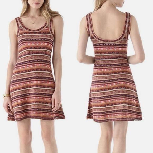 FREE PEOPLE Fair Isle Wool Blend Knit Sweater Dress Brown Sleeveless Size Large - Picture 3 of 15